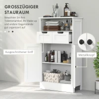 kleankin Badkamerkast met 2 Laden, Deur, 60 x 30 x 109 cm, Wit(m-5)