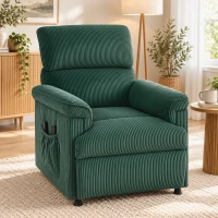 HOMCOM Corduroy Electric Recliner Armchair with Massage and Heat - Green(m-8)