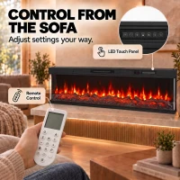 HOMCOM 60" Electric Fireplace Insert, 3-Sided Freestanding/Wall Recessed Electric Fire Heater with Adjustable Flame, 1800W(m-7)
