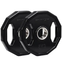 SPORTNOW Conjunto de 2 Discos de Pesas de 5 kg con Orificio de 50 mm para Entrenamiento de Fuerza  Ø24x3,5 cm Negro(m-1)