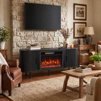 HOMCOM Electric Fireplace TV Stand for 70" TVs, 1800W Entertainment Center with Adjustable Flame Effect, Storage(m-8)