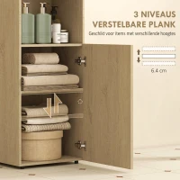 HOMCOM Badkamerkast Niskast met deur, open vak, verstelbare plank, badkamerkast, 40 x 31 x 104 cm, gele eik(m-5)