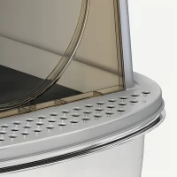 PawHut Maison de toilette pour chat bac à litière fermé bac acier inoxydable, nettoyage facile, 52,4 x 41,3 x 39,9 cm, blanc(m-13)