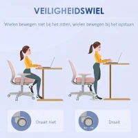 Vinsetto Bureaustoel, Ergonomische Bureaustoel met Draaifunctie, Verstelbaar 55 x 48 x 82,5-94,5 cm Roze(m-4)