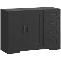 HOMCOM Sideboard, kast, moderne stijl, 4 lades, 1 kast, 105 x 40 x 76 cm, Zwart