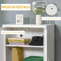 HOMCOM Archiefkast Metalen kast Multifunctionele kast met magnetische lamellen-dubbele deur 75 x 33 x 110 cm Wit(m-6)