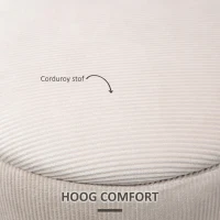 HOMCOM Ottoman Krukken, Tweedelige Set, met Opbergruimte, Zachte Vulling, Corduroy Look, Crèmewit, 40 x 40 x 41cm(m-6)