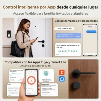HOMCOM Cerradura Inteligente 5 en 1 con Huella App Tuya Bluetooth Código Tarjeta NFC/RF Llave Códigos Temporales(m-9)