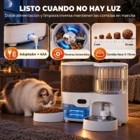 PawHut Comedero Automático para Gatos/Perros con Dispensador de Agua 2 en 1 5L Comida y 4L Agua con Temporizador Cuencos Inox(m-7)