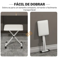 HOMCOM Banco de Piano Dobrável com Altura Ajustável 37-47 cm, Acolchoado em PU, Banco para Teclado, Pés Metálicos, Branco(m-6)