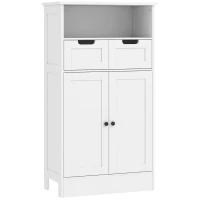 kleankin Badkamerkast met 2 Laden, Deur, 60 x 30 x 109 cm, Wit(m-1)