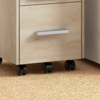HOMCOM Cajonera Escritorio con Ruedas y 3 Cajones Cerradura y 2 Llaves Barras Ajustables para Archivos 39,2x40x65,4 cm Roble(m-9)