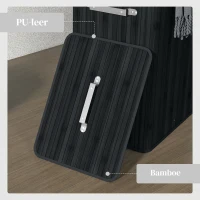 HOMCOM Wasmand, wasbox, wasverzamelaar met deksel, zeildoek zak, bamboe, vouwbaar, 72L, zwart 40 x 30 x 60 cm(m-6)