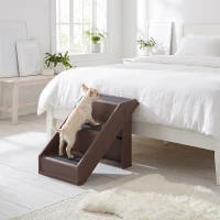 PawHut Huisdiertrap 3 Treden 36,5 cm Hoog Hondentrap voor Kleine Honden Inklapbaar voor Bed, Bank, Sofa en Auto Bruin(m-9)