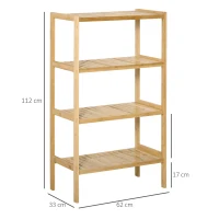 HOMCOM 4-laags bamboe plank, naturel, 62 x 33 x 112 cm(m-3)