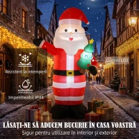 Outsunny Moș Crăciun Gonflabil Uriaș 243 cm cu Brad, LED-uri, Suflantă și Geantă de Depozitare, Roșu(m-4)
