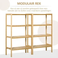HOMCOM 4-laags bamboe plank, naturel, 62 x 33 x 112 cm(m-5)