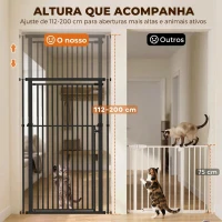 PawHut Barreira de Segurança Extra Alta para Crianças, Cães e Gatos 112-200 cm, Largura Ajustável 76-85 cm, para Portas e Escadas(m-4)