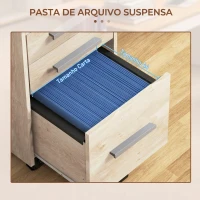 HOMCOM Gaveteiro de Secretária com Rodas, 3 Gavetas, Fechadura e 2 Chaves, Barras Ajustáveis para Arquivo, 39,2x40x65,4 cm, Carvalho(m-5)
