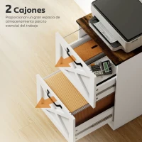 HOMCOM Cajonera Escritorio con 2 Cajones Soporte para Impresora con Riel Colgante para A4 y Carta 40x40x71 cm Blanco(m-5)
