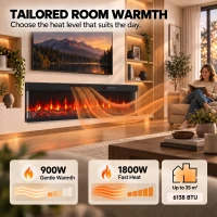 HOMCOM 60" Electric Fireplace Insert, 3-Sided Freestanding/Wall Recessed Electric Fire Heater with Adjustable Flame, 1800W(m-6)