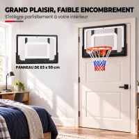 SPORTNOW Panier de Basket Mural ou sur Porte Arceau en Acier Ø40 cm Filet en Nylon Panneau en PE pour Intérieur Noir(m-7)