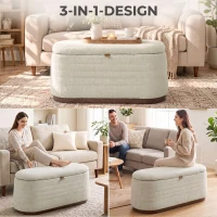 HOMCOM Sitzbank mit Stauraum aus modernem Chenille Truhenbank in 91 cm Beige(m-4)