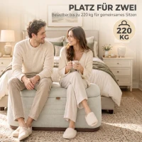 HOMCOM Sitzbank mit Stauraum aus modernem Chenille Truhenbank in 91 cm Beige(m-6)
