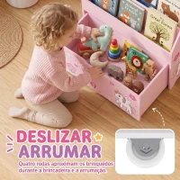 AIYAPLAY Estante Infantil para Livros com Gaveta Móvel e 3 Prateleiras, Design Unicórnio, Montessori, 3-8 Anos, Rosa(m-6)