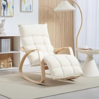 HOMCOM Gestoffeerde Schommelstoel, Ontspanningsfauteuil met Armleuningen en Stalen Frame, voor Woonkamer, Slaapkamer, Cremewit(m-9)