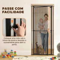 PawHut Barreira de Segurança Extra Alta para Crianças, Cães e Gatos 112-200 cm, Largura Ajustável 76-85 cm, para Portas e Escadas(m-6)