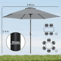 Outsunny 3 m Sonnenschirm mit Schutzhülle, Outdoor-Marktschirm mit Neigefunktion und Kurbel, Windöffnung, Grau(m-3)