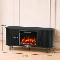 HOMCOM Electric Fireplace TV Stand for 70" TVs, 1800W Entertainment Center with Adjustable Flame Effect, Storage(m-3)