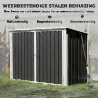 Outsunny Vuilnisbakombouw voor 2 bakken van gegalvaniseerd staal met klapdeksel, gasveer, dubbele deuren en ventilatieopeningen(m-7)