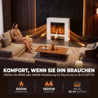HOMCOM Elektrokamin mit Kaminsims Heizung TV-Stand Kamin inkl Fernbedienung 50 Zoll 75cm Weiß(m-6)