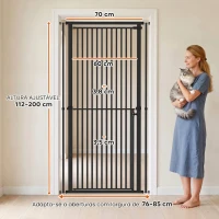 PawHut Barreira de Segurança Extra Alta para Crianças, Cães e Gatos 112-200 cm, Largura Ajustável 76-85 cm, para Portas e Escadas(m-3)