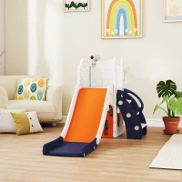 AIYAPLAY Toboggan pour tout-petits 5 en 1 toboggan autoportant pour enfant avec panier de basket, télescope, 178x70x86cm, jaune(m-2)