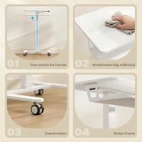 HOMCOM In hoogte verstelbaar zit-sta bureau, verrijdbaar sit-stand bureau met toetsenbordlade, wielen en stalen frame, Wit(m-6)