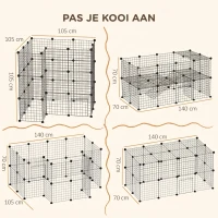 PawHut Ren kleine huisdieren box metalen rooster vele vormen zwart metaal(m-4)