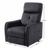 HOMCOM Sillón Relax Reclinable Eléctrico Levanta Personas con 2 Puntos Masaje Asiento con Muelles Reposapiés de Chenilla Negro(m-3)