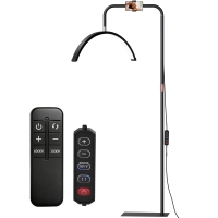 HOMCOM LED Halbmond Wimpern Lampe mit Telefonhalter 350° Drehbar Beauty-Ringlicht Warme Lampe mit Einstellbar Höhe