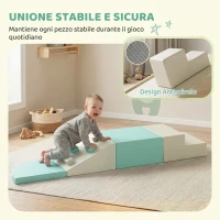 AIYAPLAY Set di 4 Costruzioni Morbide per Bambini 1-3 Anni in Pelle PU e EPE, Verde Chiaro e Beige(m-6)