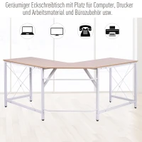 HOMCOM Computertafel L-vormig hoekbureau MDF naturel / zwart hoekbureau(m-6)