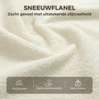 HOMCOM Schommelstoel met zijvakken, snow-flanel bekleding en rubberhouten poten, crèmewit(m-6)