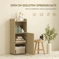 HOMCOM Badkamerkast Niskast met deur, open vak, verstelbare plank, badkamerkast, 40 x 31 x 104 cm, gele eik(m-4)
