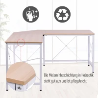 HOMCOM Computertafel L-vormig hoekbureau MDF naturel / zwart hoekbureau(m-4)