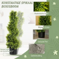 HOMCOM Kunstmatige Cyperus 90 cm Kunstplant in Spiraalvorm, Plastic Kunstplanten in Pot, Moderne Decoratie(m-4)