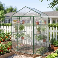 Outsunny Invernadero de Exterior Invernadero de Jardín de 4 Niveles con Estantes Marco de Acero Invernadero para Cultivo de Plantas Flores Tomates 143x73x195 cm Transparente(m-9)