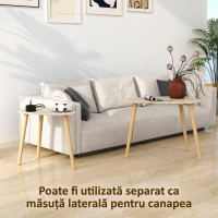 HOMCOM Set 2 măsuțe de living suprapozabile în stil nordic cu picioare din lemn, culoare lemn(m-6)