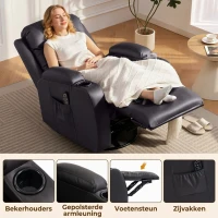 HOMCOM Massagestoel met wieg-, lig- & verwarmingsfunctie, 3 modi, draaibaar, Donkerbruin(m-7)